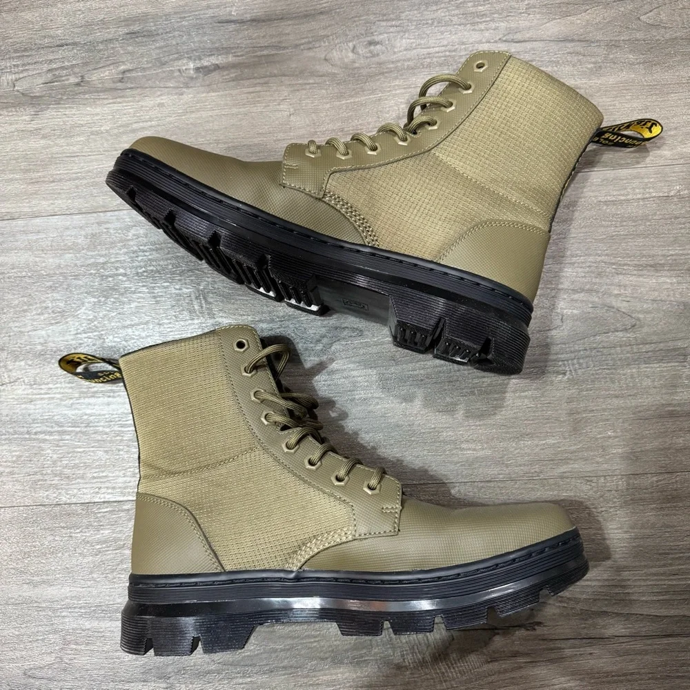 Dr. Martens Jadon Olive Leather & Nylon Combat Boots - Men's